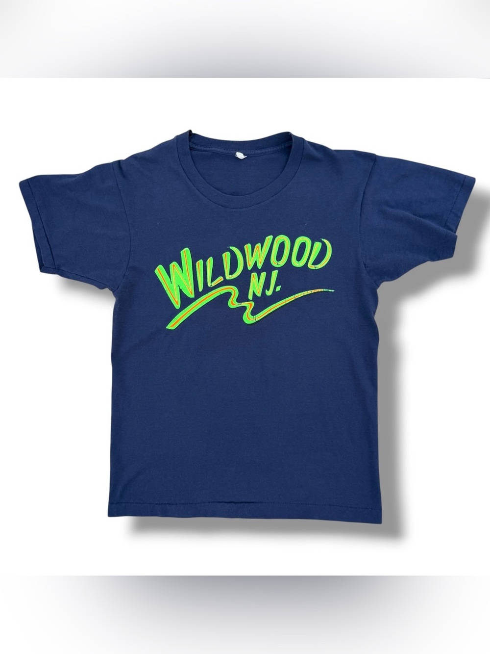Vintage 80s Wildwood New Jersey T-Shirt Navy Blue Size Medium USA